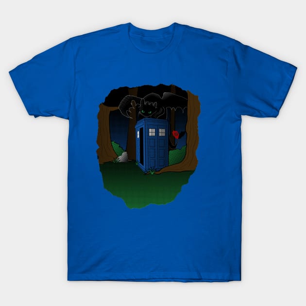 Toothless and The Tardis T-Shirt by xxslivercrownxx